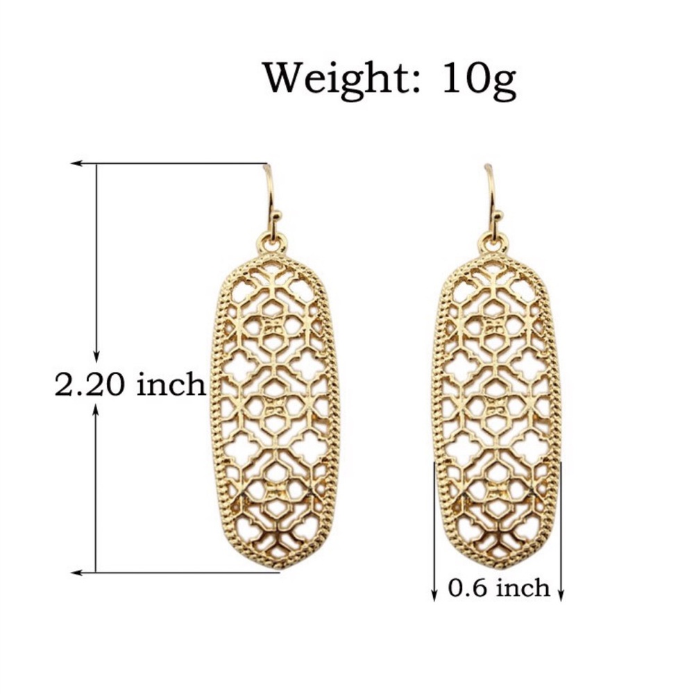 Elegant Oblong Filigree Dangle Earrings - Picture 7 of 7